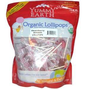 Yummy Earth Organic Lollipops Strawberry Smash 12.3 oz. family size 