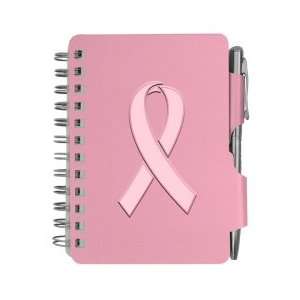   Book Pink Ribbon spiral bound metal cover w/retractable pen WE2933