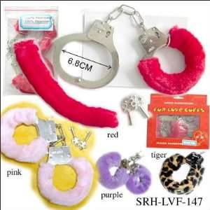  Set of 6 Assorted Color Furry Fuzzy Handcuffs, Full Size 