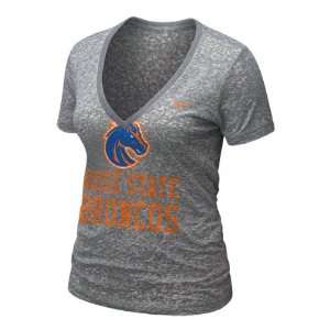 Boise State Broncos Womens Slate Heather Grey Nike Burnout History T 