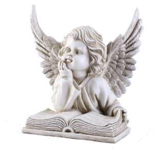  Napco Angel With Book Garden Statue, 8 1/4 Inch Tall 