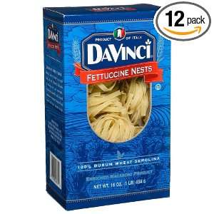 DaVinci Pasta, Fettuccine Nests, 16 Ounce Bags (Pack of 12)
