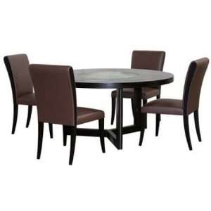  0382 1/990M 5PC 60 Round Dining Table with Crackled Glass 