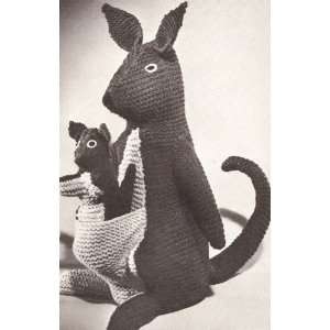 Vintage Knitting PATTERN to make   Knitted Kangaroos Stuffed Animal 