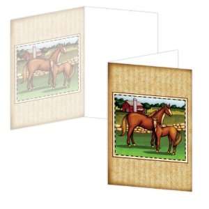 ECOeverywhere Horse Patch Boxed Card Set, 12 Cards and Envelopes, 4 x 