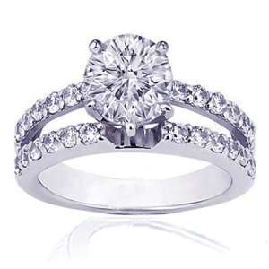  1.60 Ct Round Diamond Wide Split Engagement Ring Pave Set 