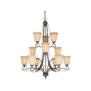  Esprit 12L Chandelier Sable w/ Amber Flake Glass