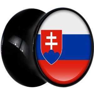  14mm Black Acrylic Slovakia Flag Saddle Plug Jewelry