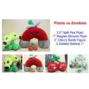  Plants vs Zombies 6 Piece Set Featuring 3.5 Spit Pea 