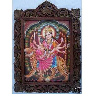  Maa Vaishano Devi giving blessing, Pic in Wood Frame 