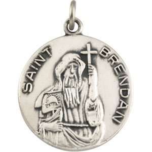   Sterling Silver 18.00 Mm;P;St. Brendan With 18.00 Inch Chain Jewelry