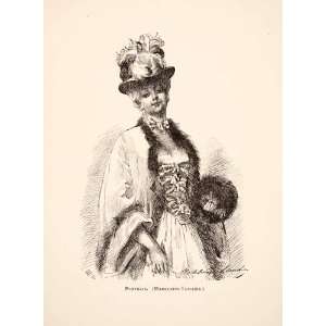 1883 Print Self Portrait French Artist Dress Corset Aristocrat 