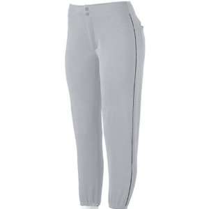 Augusta Womens Low Rise Softball Pant With Piping SILVER GREY/ BLACK 