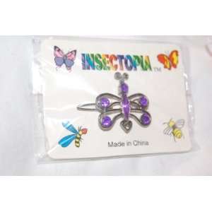  Silver Wire Butterfly with Purple Gems on 1.5 Silver 