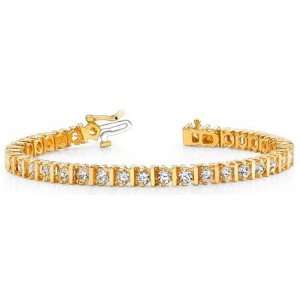  14k Yellow Gold 3.00 Dwt Diamond Bar Tennis Bracelet 