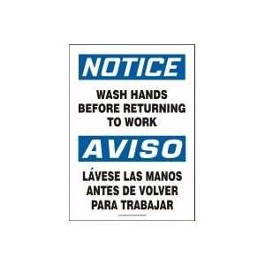  NOTICE WASH HANDS BEFORE RETURNING TO WORK (BILINGUAL) 14 