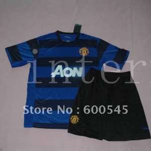 man. united jersey 11/12 away blue soccer jerseys football kits shirts 
