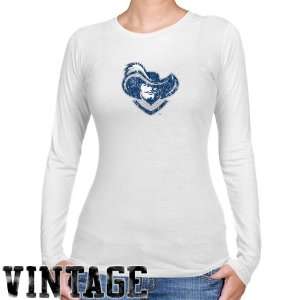 NCAA Xavier Musketeers Ladies White Distressed Logo Vintage Long 