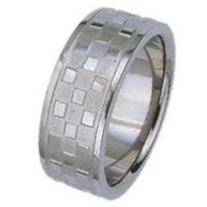  8MM Polished Titanium Ring with Scattered Squares around 