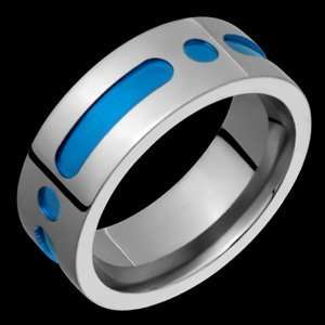  Valentina   size 12.00 Titanium Ring with Baby Blue Design 