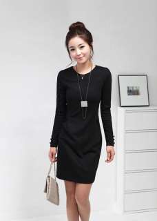 CHIC CREW NECK SLIM LONG SLEEVE DRESS NECKLACE NOT INCLUDED ZZ00192 