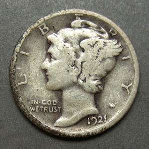 1921 Mercury Dime   VG, US Coin  