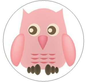CUTE PINK OWL   1 Round Labels Seals/Stickers  