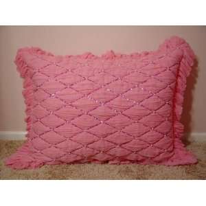   DH Throw Pillows, Pink Chiffon and Sequins 20X26