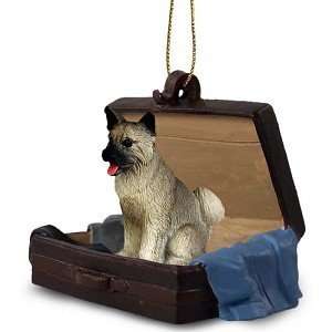  Gray Akita Traveling Companion Dog Ornament