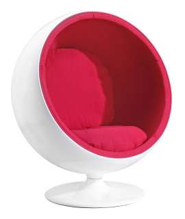ZUO Mib Glossy White/Red Velour Bubble Chair 811938013372  