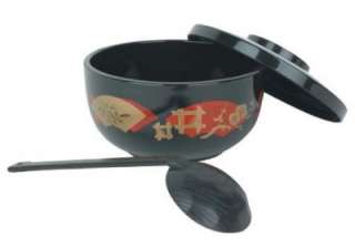 Japanese Soba Donburi Noodle Bowl + Ladle Black PLNB002  