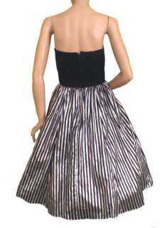   Strapless Metallic Silver Party Prom Dress S M Striped Velvet Zum Zum