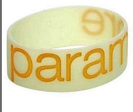 PARAMORE~ YELLOW GLOW IN THE DARK RUBBER BRACELET  