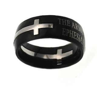 NEW Black Double Cross Armor of God Purity Ring  