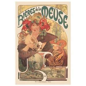  Bieres De La Meuse by Alphonse Mucha. Size 36.00 X 54.00 