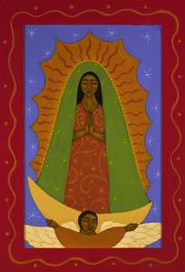 Print * Guadalupe Folk Art Icon Paintng By Tamara Adams  