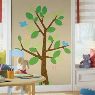 DOTTED TREE & BIRDS WALL DECOR STICKER DECAL MURAL  