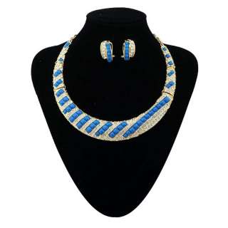 Jewelry Set,Pave Swarovski Twill Blue Round Necklace  