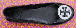 New in Box Tory Burch Silver Metal Jelly Rubber Flat shoes Black 