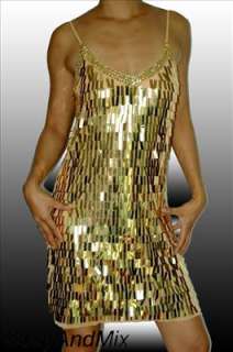 0314 Sexy Gold Amazing Sequins Tassel Dress S/M/L  