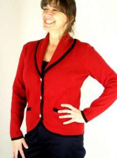 CLEARANCE Chaps 100% Cotton WOMENS Sweater Knit RED Blazer Cardigan 