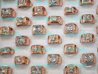 Wholesale jewelry lots 6style rose gold P crystal rhinestone men rings 