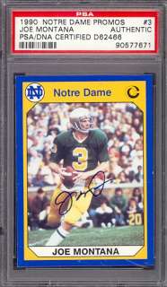 1990 Notre Dame Promos #3 Joe Montana Signed Autographed PSA/DNA 
