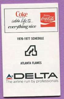 1976 77 NHL Atlanta Flames Hockey Schedule K0425  