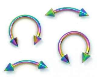 16g 8mm Rainbow Titanium Horseshoes Curved Barbell  