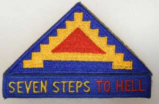 ORIGINAL WW2 ERA VINTAGE U.S. 7th ARMY PATCH with SEVEN STEPS TO HELL 