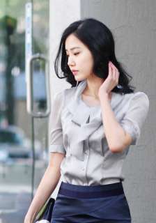 New womens girls Pleat Tie Detail neckline Top Shirt Blouse Beige 