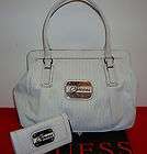 100% GUESS ABILENE HANDBAG WITH WALLET LARGE (WHITE)