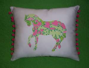 NEW Horse pillow MW LILLY PULITZER Fried Catfish fabric  