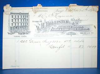 TROY, NY/ 1893 Invoice / Hollister Wholesale Grocer  